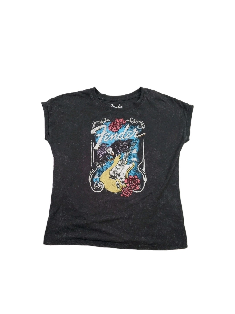 Fender Guitars Womens Graphic Cap Sleeve Tshirt Size M